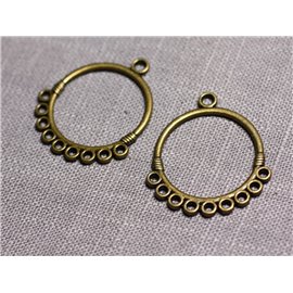 8pc - Connectors Pendants Earrings Metal Bronze Circles Hoops 32mm - 4558550095275 