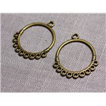 8pc - Connecteurs Pendentifs Boucles d'oreilles Métal Bronze Cercles Créoles 32mm - 4558550095275 