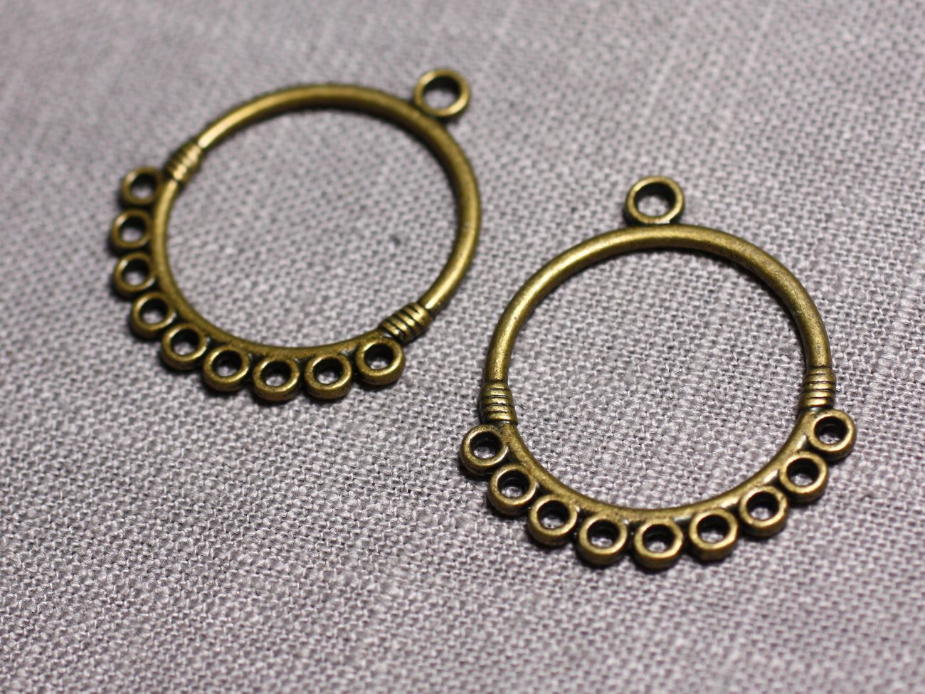 8pc - Connecteurs Pendentifs Boucles d'oreilles Métal Bronze Cercles Créoles 32mm - 4558550095275 
