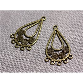 10pc - Conectores Colgantes Pendientes Bronce Metal Gotas Étnicas 31mm - 4558550095268 