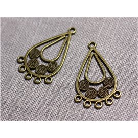 10pc - Connectors Pendants Earrings Metal Bronze Ethnic Drops 31mm - 4558550095268 