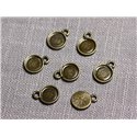 20pc - Supports Pendentifs Cabochons Métal Bronze Ronds 7.5mm - 4558550095206 