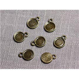 20pc - Pendants Cabochons Bronze Metal Round 7.5mm - 4558550095206 