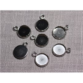 5pc - Stainless Steel Round Cabochon Pendants Holders 10mm - 4558550095190 