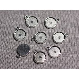 20pc - Soporta Colgante Cabochons Plata Metal Redondo 10mm - 4558550095183 