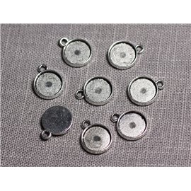 20pc - Pendants Cabochons Silver plated Round 10mm - 4558550095183 