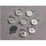 20pc - Supports Pendentifs Cabochons Métal argenté Ronds 10mm - 4558550095183 