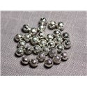 20pc - Perles Métal argenté Rondes 6mm Coeurs - 4558550095138 