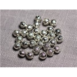 20pc - Perles Métal argenté Rondes 6mm Coeurs - 4558550095138  20pc - Perles Métal argenté Rondes 6mm Coeurs - 4558550095138