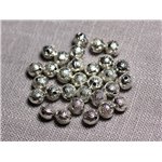 20pc - Perles Métal argenté Rondes 6mm Coeurs - 4558550095138 