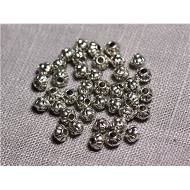 50pc - Perles Métal argenté Rondelles Toupies 5.5mm - 4558550095121 