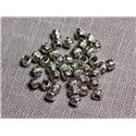 50pc - Perles Métal argenté Rondelles arabesques 4mm trou 2mm - 4558550095114 