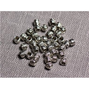 50pc - Perles Métal argenté Rondelles arabesques 4mm trou 2mm - 4558550095114 
