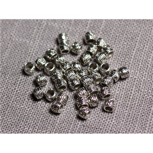 50pc - Perles Métal argenté Rondelles arabesques 4mm trou 2mm - 4558550095114 