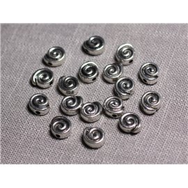 10pc - Silvery metal Beads 9mm Palets Spiral - 4558550095169 