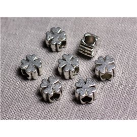 10pc - Silver plated beads Clover 4 leaves 9.5mm large holes 4.5mm - 4558550095176 