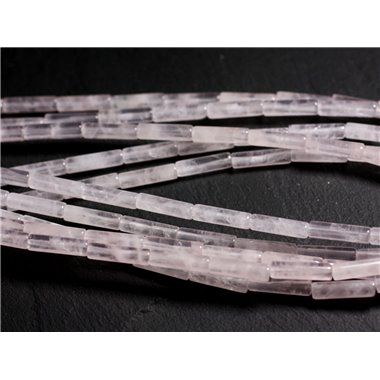 4pc - Perles de Pierre - Quartz Rose Tubes 13x4mm - 4558550095473 