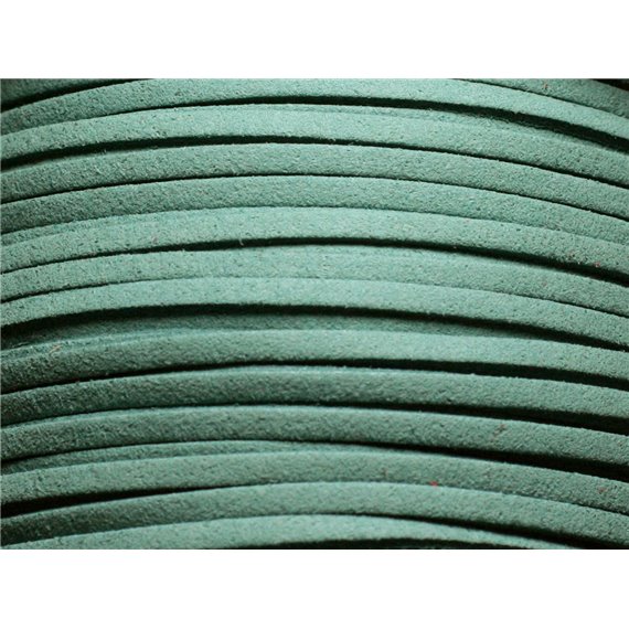 5 mètres - Cordon Lanière Suédine 3x1.5mm Bleu Vert Prasin   4558550002495 