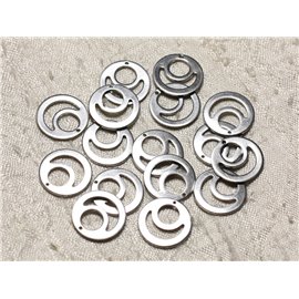 6 Stück - Charms Anhänger Chirurgenstahl 304L - Kreise 15mm 4558550004581 