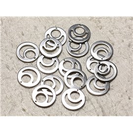 6pc - 304L Surgical Steel Pendant Charms - 15mm Circles 4558550004581 
