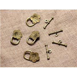 50pc - Toogle T Fermagli Metallo Bronzo Fiore Qualità 21mm 4558550002020 