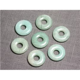 1Stk - Anhänger Stein - Amazonit Runder Kreis Donut Pi 20mm Weiß Grün Türkis - 4558550092069