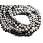 5pc - Perles de Pierre - Jaspe Paysage Grise et Noire Boules 10mm   4558550010957 