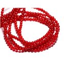 40pc - Perles de Pierre - Jade Boules 4mm Rouge vif - 4558550093059 