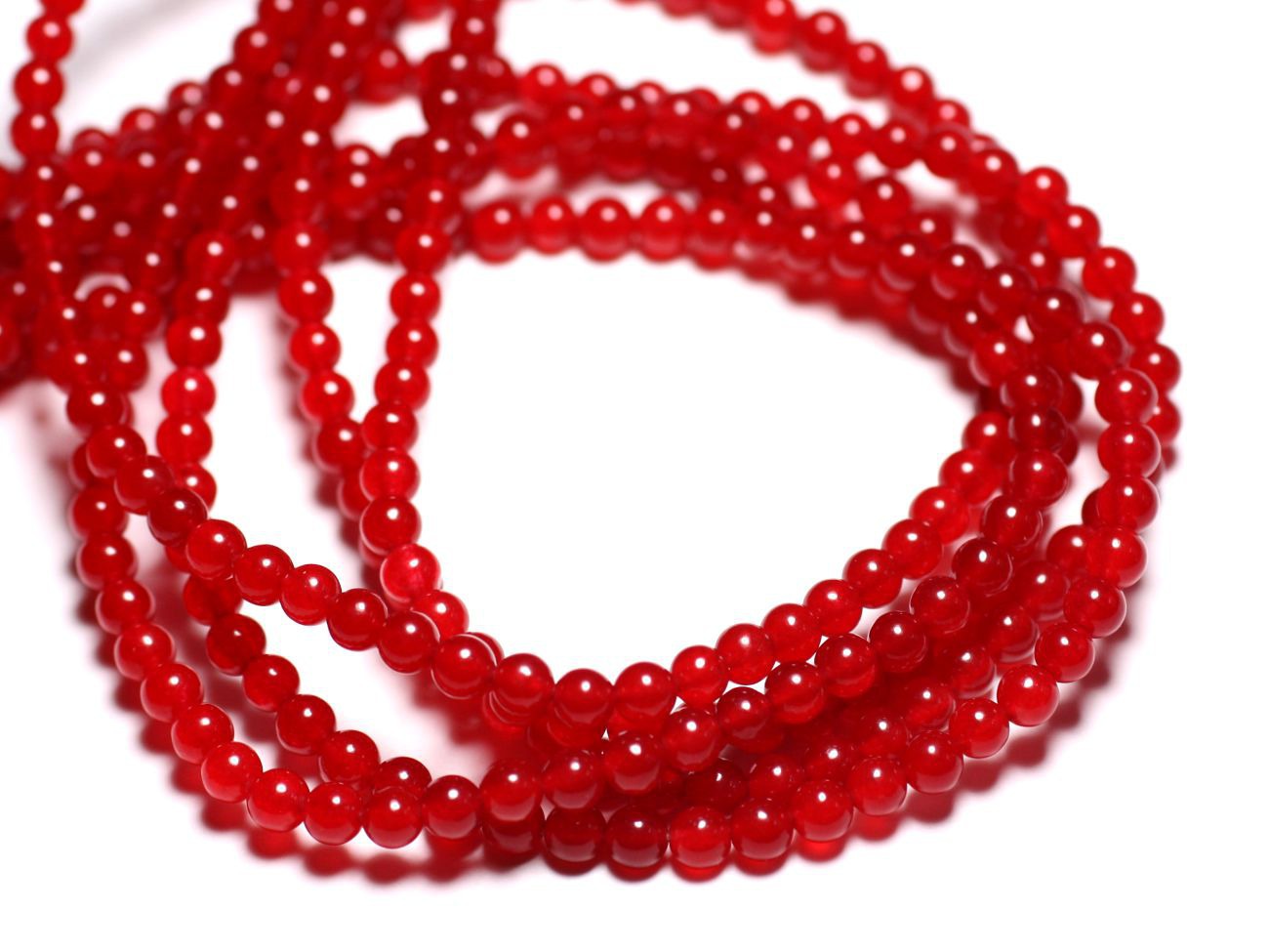 40pc - Perles de Pierre - Jade Boules 4mm Rouge vif - 4558550093059 