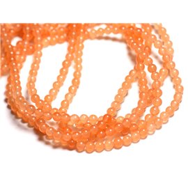 Filo 39 cm circa 90 pz - Perline di pietra - Sfere di giada 4 mm Arancio pastello - 4558550093066 