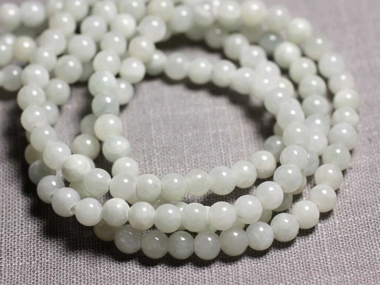 20pc - Perles de Pierre - Jade Boules 6mm Blanc Gris clair - 4558550093110 