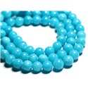 10pc - Perles de Pierre - Jade Boules 10mm Bleu Turquoise - 4558550093202 