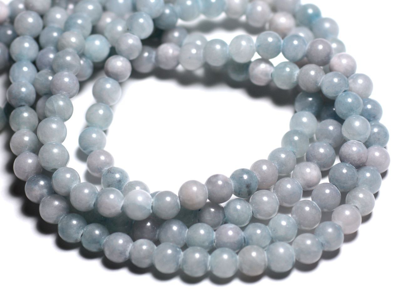 20pc - Perles de Pierre - Jade Boules 6mm Bleu clair Rose Pastel - 4558550093219 