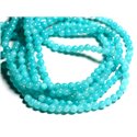 30pc - Perles de Pierre - Jade Boules 4mm Bleu Turquoise - 4558550013750 