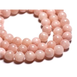 10pc - Stone Beads - Jade Balls 10mm Pink Coral Peach - 4558550006868 