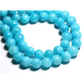 8pc - Stone Beads - Jade Balls 12mm Turquoise Blue - 4558550093196 