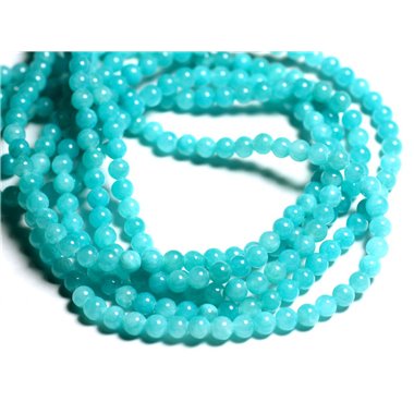 Fil 39cm 94pc env - Perles de Pierre - Jade Boules 4mm Bleu Turquoise - 4558550093790 