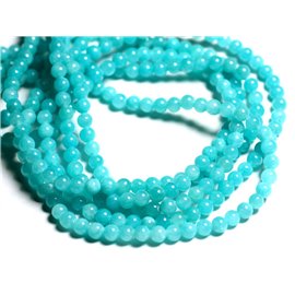 Rijg 39cm ongeveer 94st - Kralen van steen - Jade Ballen 4 mm Turquoise Blauw - 4558550093790 