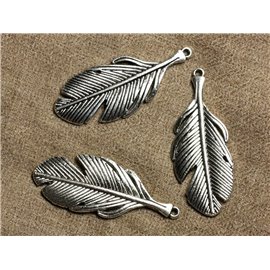 5pc - Colgante de plata metal pluma de rodio 53mm 4558550008497 