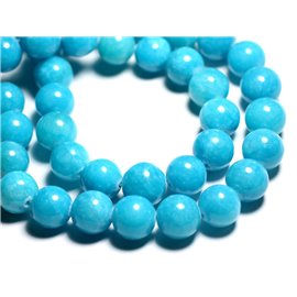 4pc - Stone Beads - Jade Balls 14mm Turquoise Blue - 4558550093165 