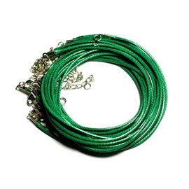 10 Stück - Halsketten Halsketten aus gewachster Baumwolle 2mm Empire Grün - 4558550088574 