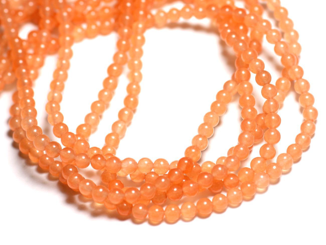 40pc - Perles de Pierre - Jade Boules 4mm Orange pastel - 4558550093073 
