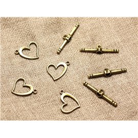 10pc - Clasps T Toogle Metal Bronze Quality Hearts 17mm 4558550020178 