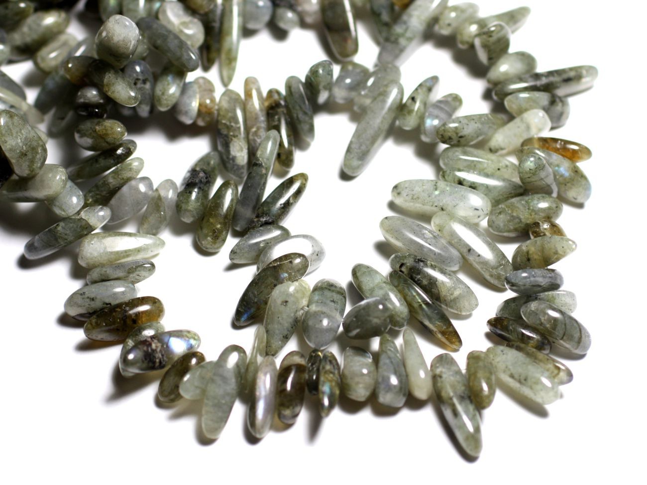 10pc - Perles de Pierre - Labradorite Chips Rocailles Bâtonnets 10-19mm - 4558550093004 