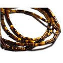 4pc - Perles Pierre - Oeil de Tigre Tubes 13x4mm Marron Doré Bronze Noir - 4558550092908