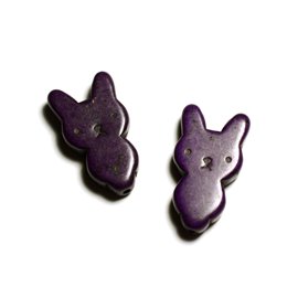 10pc - Turquoise Beads Synthesis Rabbit 28mm Purple - 4558550092809 