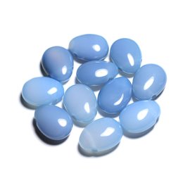 Semi Precious Stone Pendant - Light Blue Agate Drop 25mm - 4558550092120 