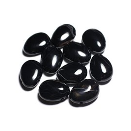 Semi precious stone pendant - black agate drop 25mm - 4558550092144 