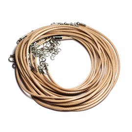 10Stk - Halsketten Halsketten 45cm gewachste Baumwolle 2mm beige - 4558550006660 