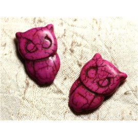 4pc - Síntesis de cuentas turquesas Búho búho 30x20mm Rosa Fucsia 4558550011718 